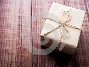 gift box on wood table