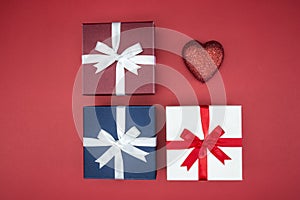 Gift box wrap silk ribbon with love heart shape
