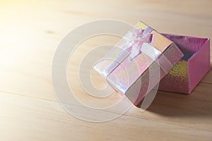 Gift box wrapped Christmas and Newyear presents with bows and ribbons, Christmas frame boxing day background and banner.