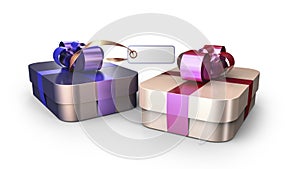Gift box wrapped ribbon bow decoration. photo