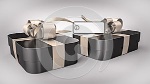 Gift box wrapped ribbon bow decoration. photo