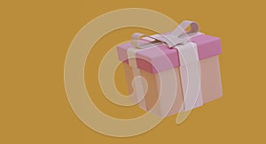 Gift box on yellow background. 3d illustration background