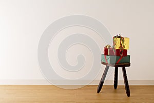 Gift boxes on antique stool