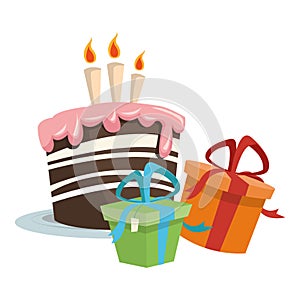 Gift boxes and birthday cakes icon, colorful design
