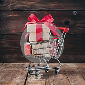 Gift boxes in cart symbolize online shopping convenience photo