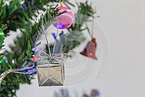 Gift boxes, Christmas tree decorations.