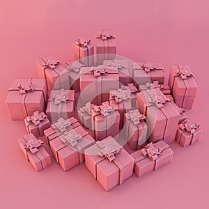 gift boxes isolated on pink background