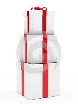 Gift boxes red white stack