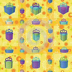 Gift boxes, seamless background