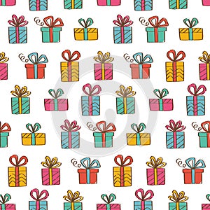 Gift boxes seamless background