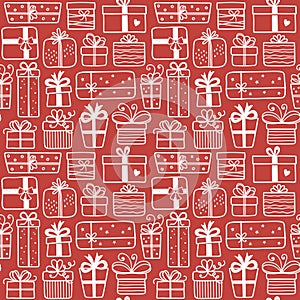 Gift boxes seamless pattern