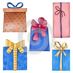 Gift boxes set with decoration ribbon