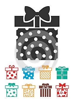 Gift boxes vector icons set over white