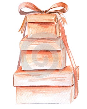 Gift boxes watercolor sketch
