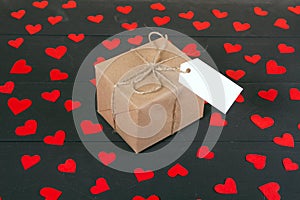 Gift boxes on wooden table