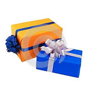 Gift boxes wrapped in colorful paper