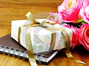 Gift boxs pressent with ribbon decorations