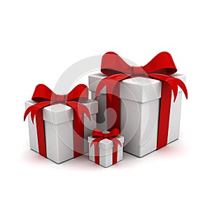 Gift boxs with red ribbon bows