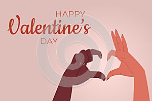 Gift card or banner for valentines day, Hands making a Heart shape with fingers