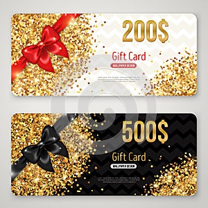 Gift card with bow and gold dust in corners.