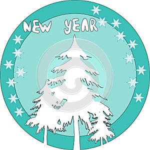 Gift card with christmass tree and snowflakes