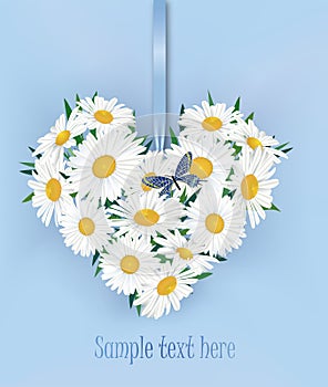 GIFT CARD WITH COPY SPACE AND FLOWER BOUQUET OF LOVE HEART SHAPE.