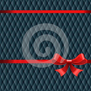 Gift card with cute red bow . Vector gift card with bow .