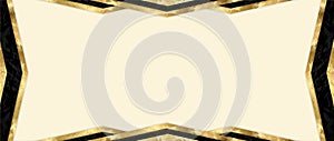 Gift card design with blank background and geometric triangle frame gold and black elements