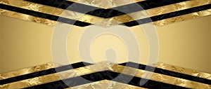 Gift card design with blank gold background and geometric triangle frame gold and black elements