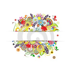 Gift card design with summer floral bouquet