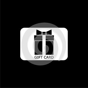 Gift card. Discount coupon, simple icon or logo on dark background