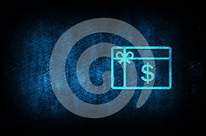 Gift card dollar sign icon abstract blue background illustration digital texture design concept