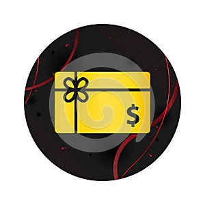 Gift card dollar sign icon elegant black round button