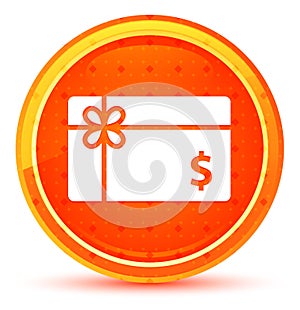 Gift card dollar sign icon natural orange round button