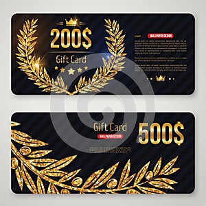 Gift card with gold laurel wreath and olive branch