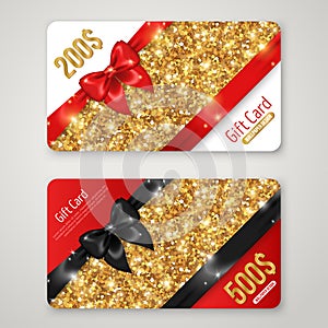 Gift Card with Gold Texture, Black and Red Bow