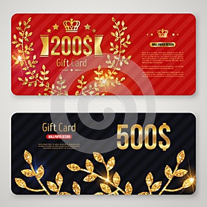 Gift Card with Golden Laurel Wreath and Branches