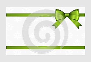 Gift Card With Green Ribbon And A Bow