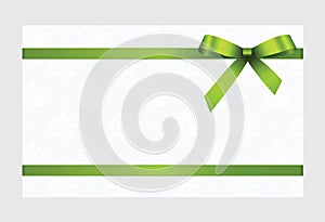 Gift Card With Green Ribbon And A Bow photo