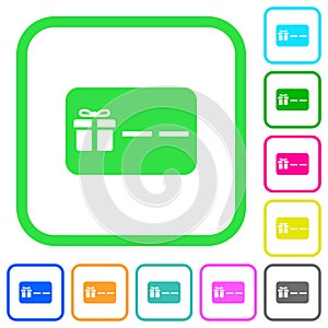 Gift card with placeholder vivid colored flat icons