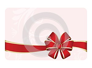 Gift Card With Red Ribbon And A Bow