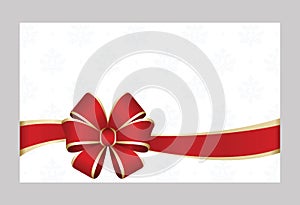 Gift Card With Red Ribbon And A Bow