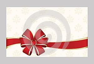 Gift Card With Red Ribbon And A Bow