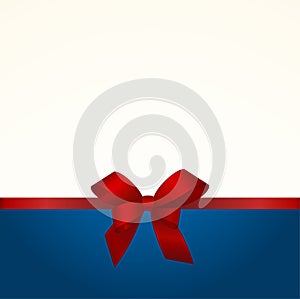 Gift Card With Red Ribbon And A Bow. Gift Voucher Template with place for text.