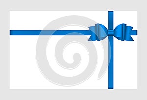 Gift Card with Shiny Blue Satin Gift Bow photo