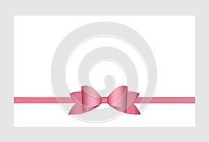 Gift Card with Shiny Pink Satin Gift Bow photo