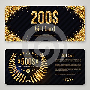 Gift card template with gold laurel wreath