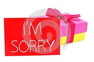 Gift and card with the text I am sorry