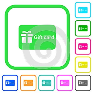 Gift card with text vivid colored flat icons