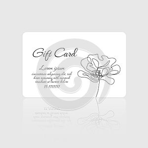 Gift card vector with elegant flower design on white background for beauty salon, spa, massage salon. Gift card template